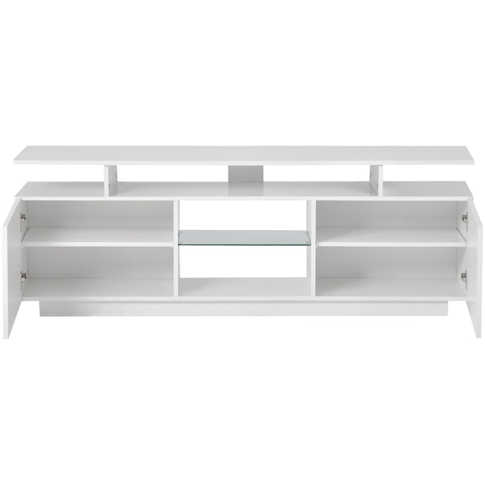 Modern TV Stand for TVs up to 65inches with LED lights, 16 Colors - White