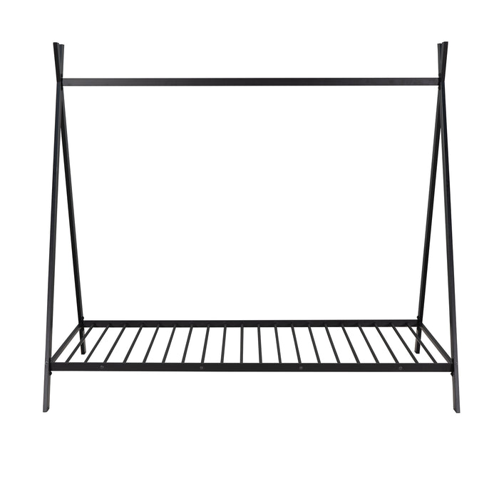 Tent Bed Frame Twin Size, Metal Floor, No Box Spring Needed Black