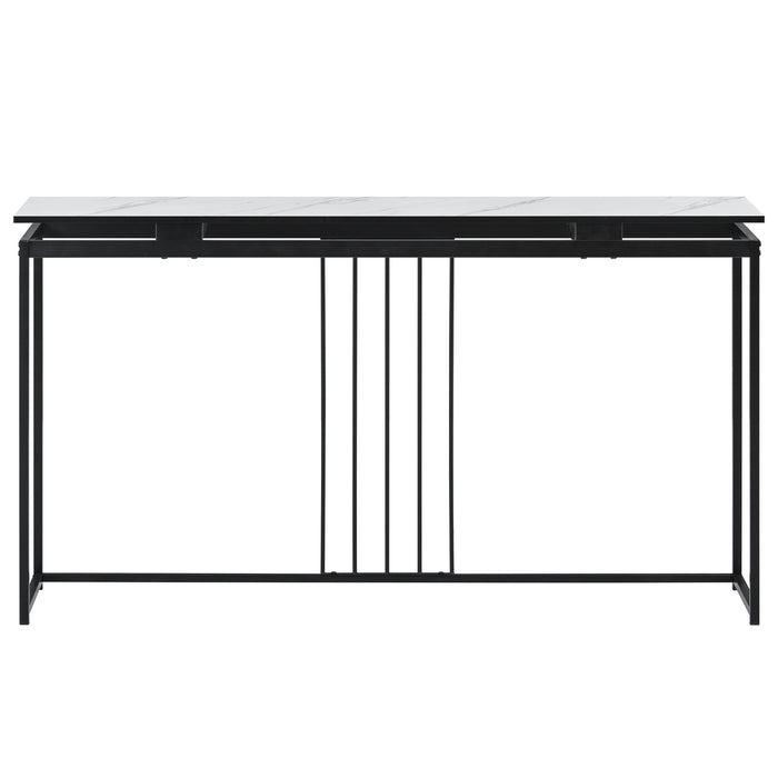 Modern Console Entryway Table for Entryway, Hallway, Living Room - White + Black