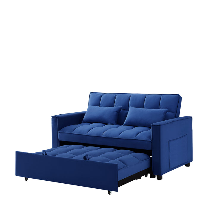 Modern Velvet Convertible Loveseat Sleeper - Blue