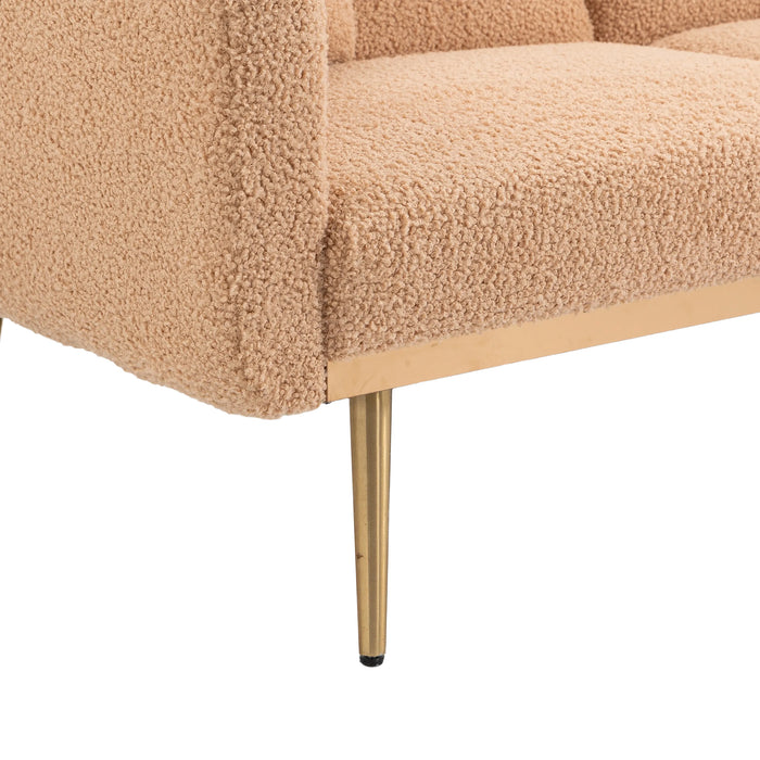 Modern  Velvet  Sofa Futon - Camel Teddy