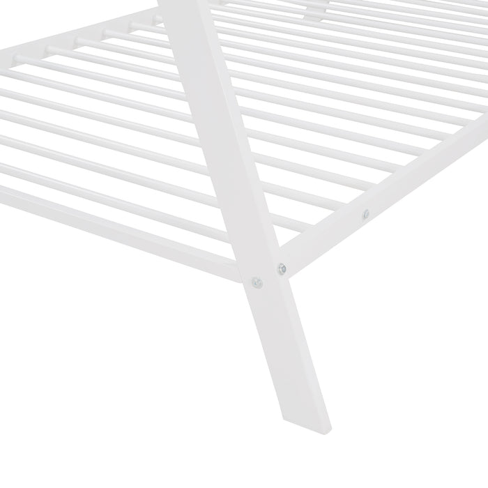 Tent Bed Frame Twin Size, Metal Floor, No Box Spring Needed White