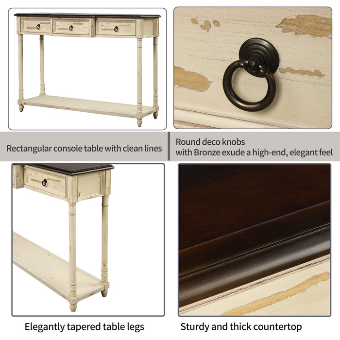 Console Table with Drawers - (Beige)