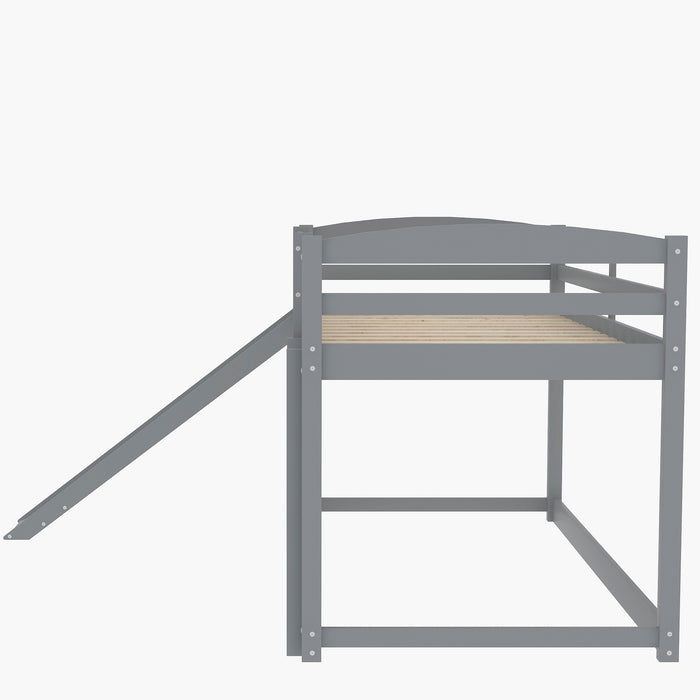 Twin over Twin Bunk Bed with Convertible Slide and Ladder - Gray