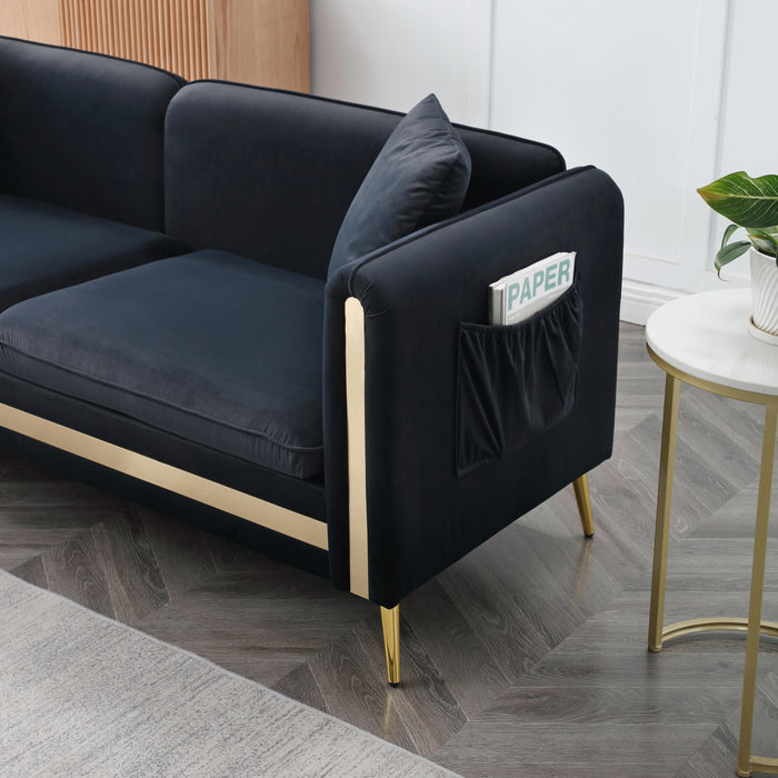 Modern Velvet Sofa - Black