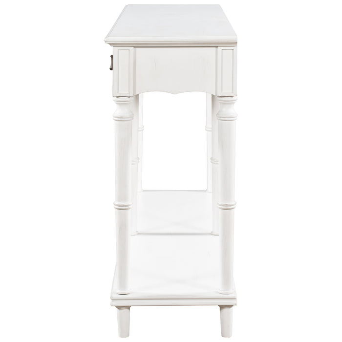 Country Console Table for Hallway - Antique White