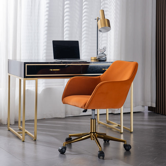 Modern Velvet Home Office Chair - Orange