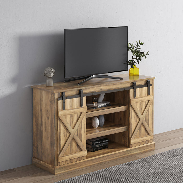 Farmhouse Sliding Barn Door TV Stand for TV up to 65 Inch