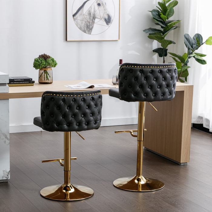 Modern PU Upholstered Bar Stools with Whole Back Tufted - Dark Grey