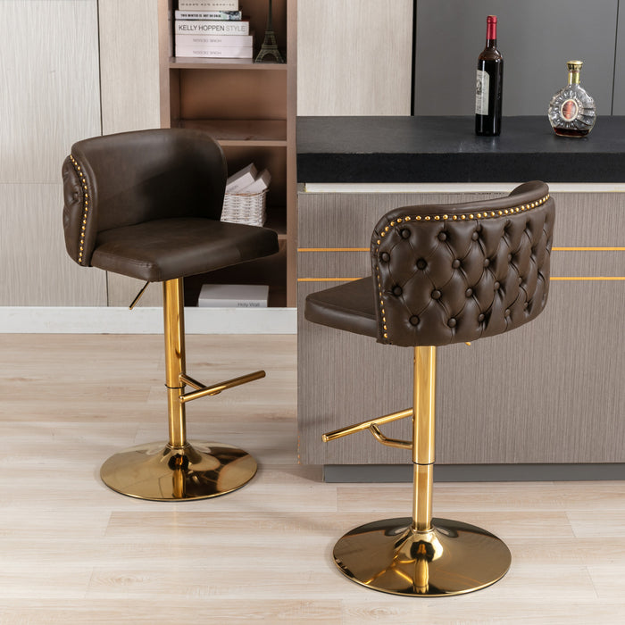 Swivel Barstools, Brown (Set of 2）