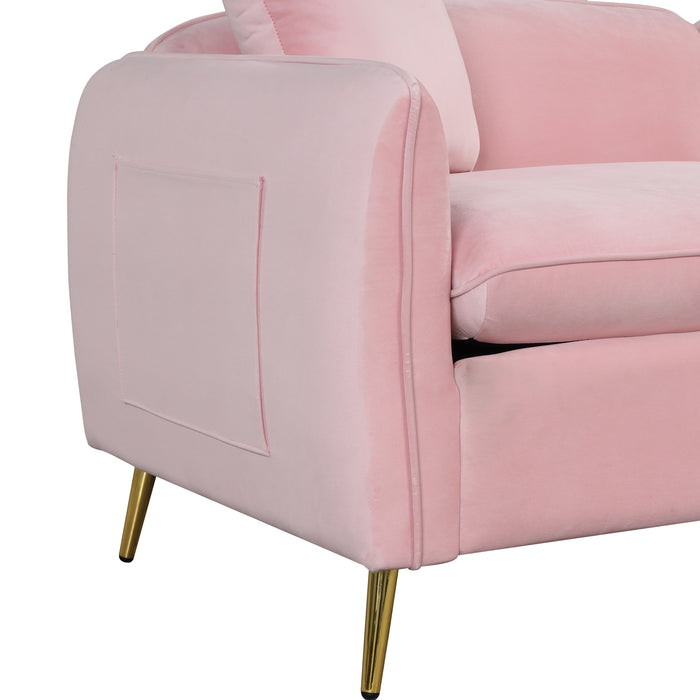 2 Piece Velvet Upholstered Sofa Sets, Pink