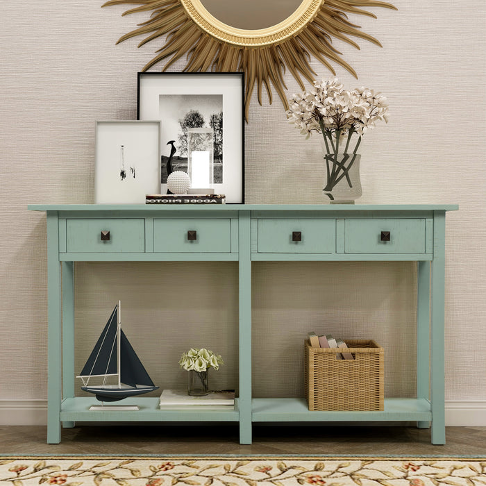 Rustic Brushed Texture Entryway Table - Antique Green