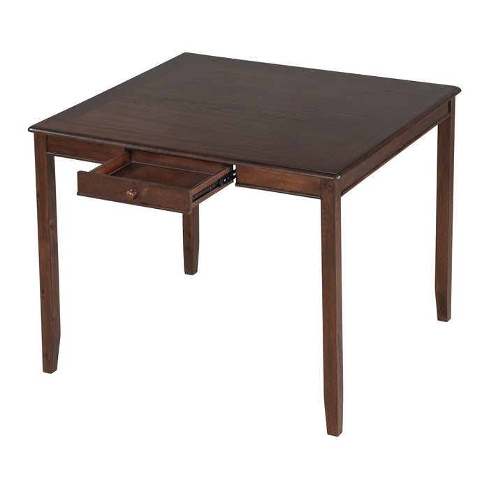 6-Piece Wood Dining Table Set with Storage Drawer - Walnut