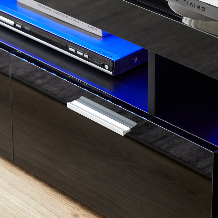 Black morden TV Stand with LED Lights - Black