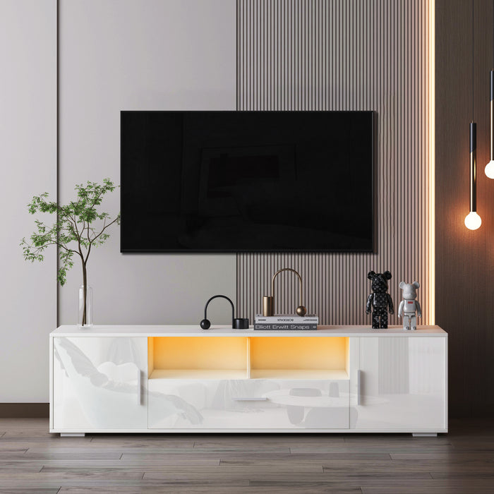 WHITE morden TV Stand, w/LED Lights