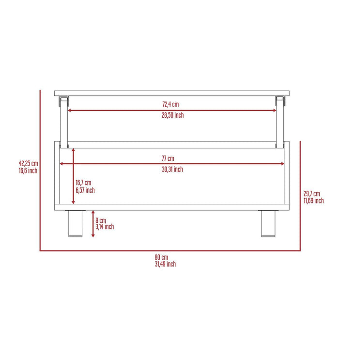 Modern Lift Top Coffee Table - White