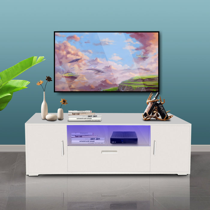 WHITE morden TV Stand, w/LED Lights