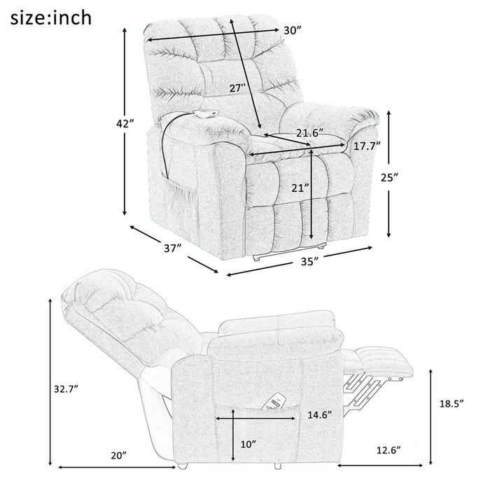 Power Lift Chair with Adjustable Massage and Heating System