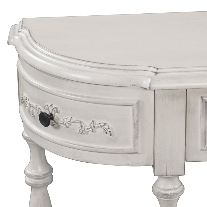 Modern and Contemporary Curved Console Table  for Hallway Living Room Bedroom - Antique White