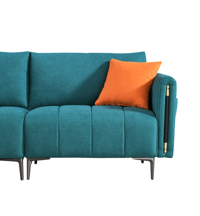 Modern Fabric Loveseat  with 2 Side Pockets - Green