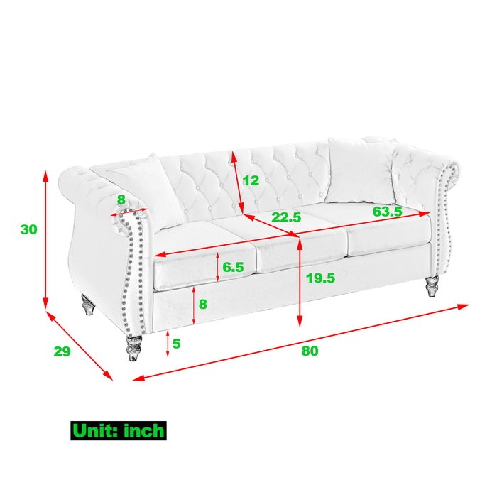 Chesterfield  Velvet Sofa - Grey