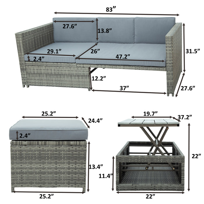 4-piece Outdoor Patio Set - Gray