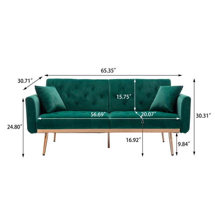 Velvet  couch with metal  feet