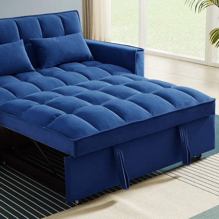 Modern Velvet Convertible Loveseat Sleeper - Blue