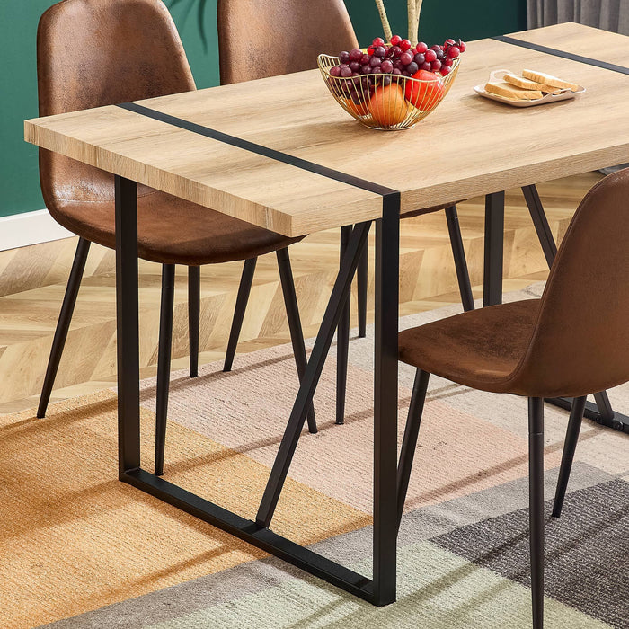 Rustic Industrial Rectangular Wood Dining Table