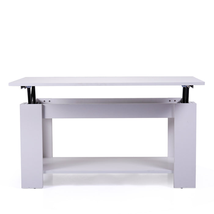 Modern Wooden Table for Home Living Room with Liftable Top - White