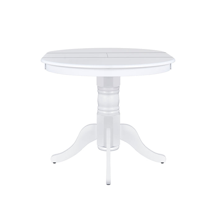 5-Piece Mid-Century Extendable Round Dining Table Set - White