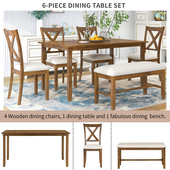 6-Piece Kitchen Dining Table Set - Natural Cherry