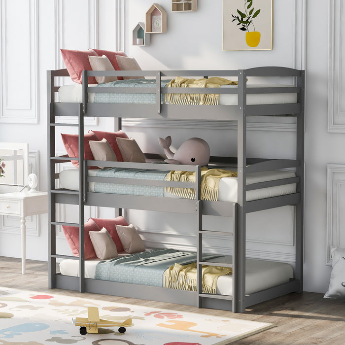 Twin over Twin over Twin Triple Bunk Bed - Gray