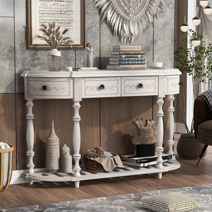 Modern and Contemporary Curved Console Table  for Hallway Living Room Bedroom - Antique White