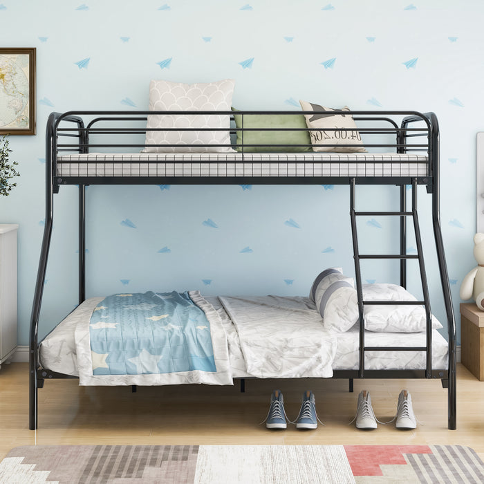 Heavy Duty Twin-Over-Full Metal Bunk Bed - Black