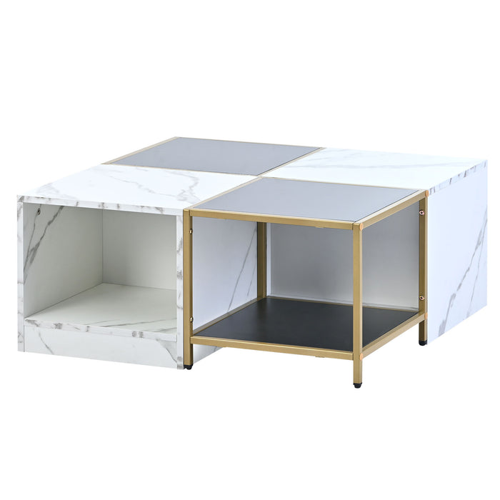 2-layer Modern Coffee Table with Metal Frame