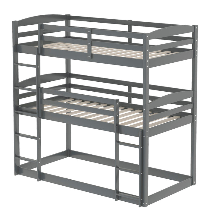 Twin over Twin over Twin Triple Bunk Bed - Gray