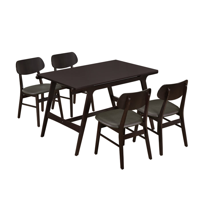 5-Piece Mid-Century Style Dining Table Set- (Wenge)