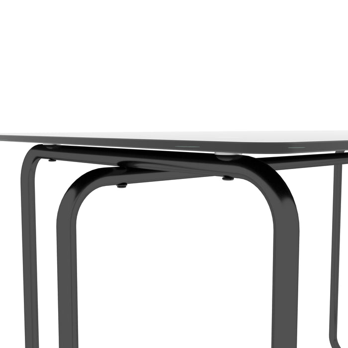 1-piece Rectangle Dining Table with Metal Frame, Tempered Glass , Black