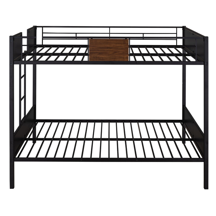 Full-over-full bunk bed modern style steel frame - Brown/Black