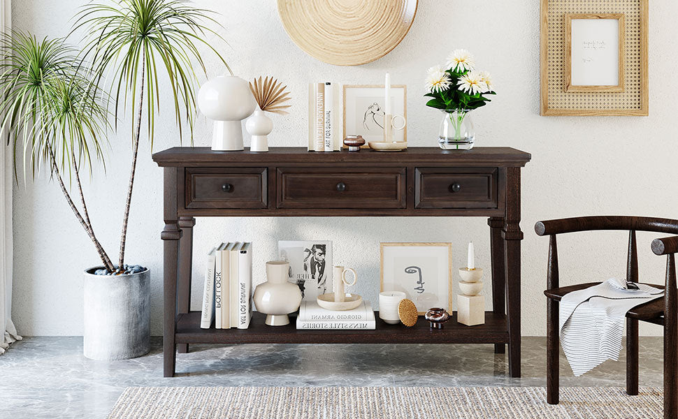 Classic Retro Style Console Table - Espresso