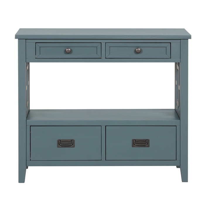 Farmhouse Pine Wood Console Table - Blue