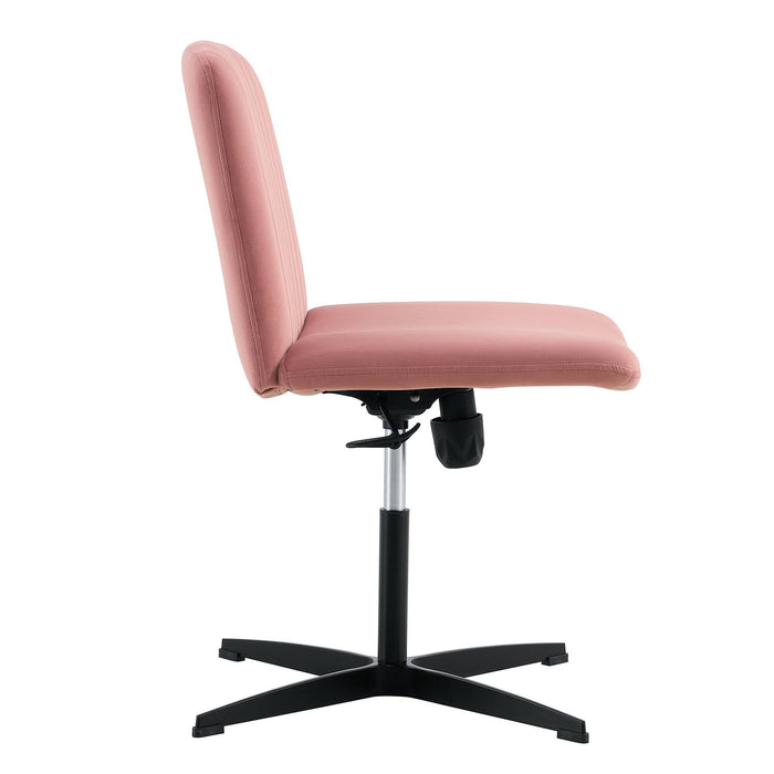 Pink Velvet Home Office Chair - No Wheels