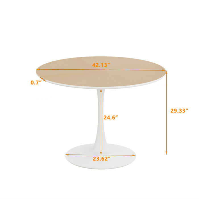 42"Modern Round Dining Table with Printed Wood Grain Table Top