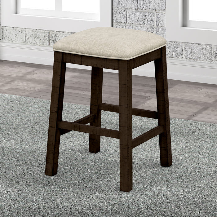 4- Pieces Counter Height Table with Fabric Padded Stools - Brown