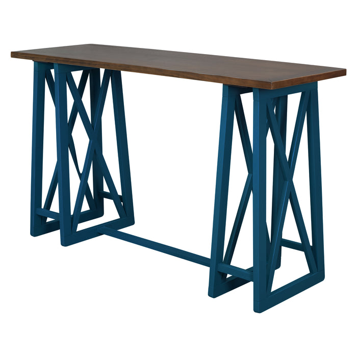 5-Piece Rustic Counter Height Dining Set - Walnut+Blue