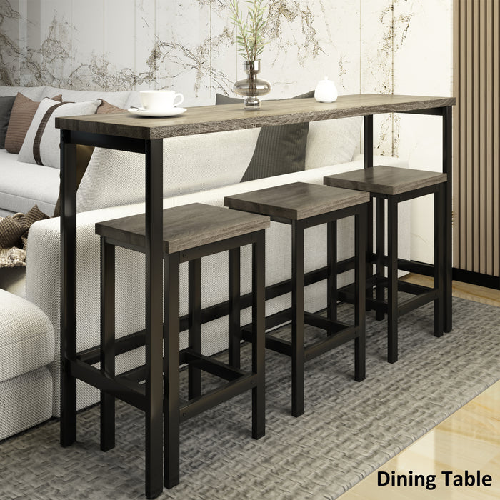 4-Piece Counter Height Extra Long Dining Table Set- Gray