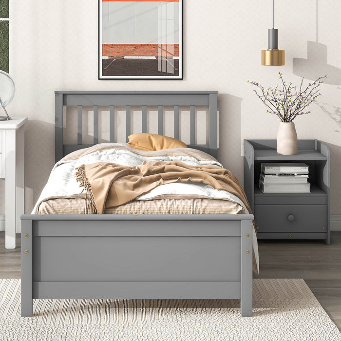 Twin Bed frame with 1 Nightstand - Grey