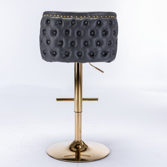 Modern PU Upholstered Bar Stools with Whole Back Tufted - Dark Grey