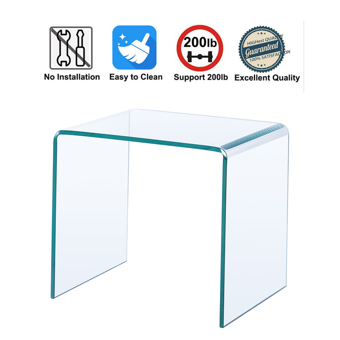 Small Clear Glass End Table, Tempered Glass